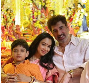 Rupali Ganguly with husband & son